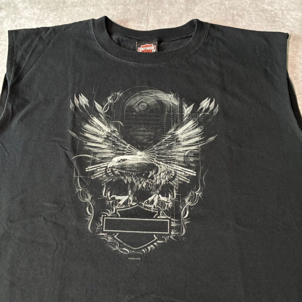 2004 Harley-Davidson Mens Sleeveless XL Black New Smyrna Beach Eagle  Graphic